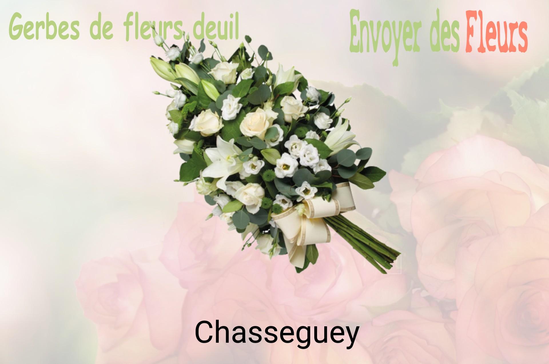 Gerbe de fleurs de deuil livrée à Chasseguey